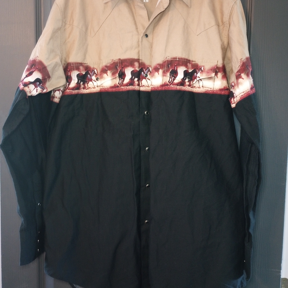 Cumberland Outfitters Shirt Cowboy Horse Trail Western Pearl Snap Equestrian VTG - Picture 3 of 7